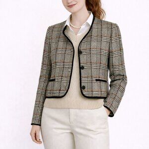 Mezzanotte Plaid Houndstooth Cropped Blazer 4